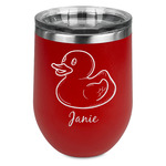 Rubber Duckie Stemless Stainless Steel Wine Tumbler - Red - Double Sided (Personalized)