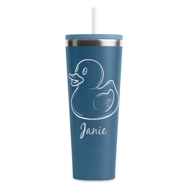 Custom Rubber Duckie RTIC Everyday Tumbler with Straw - 28oz - Steel Blue - Double-Sided (Personalized)
