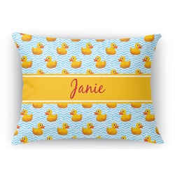 Rubber Duckie Rectangular Throw Pillow Case - 12"x18" (Personalized)