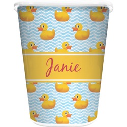 Rubber Duckie Waste Basket - Single Sided (White) (Personalized)