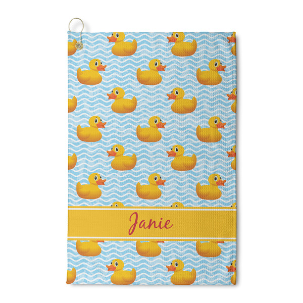 Custom Rubber Duckie Waffle Weave Golf Towel (Personalized)