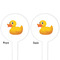 Rubber Duckie White Plastic 4" Food Pick - Round - Double Sided - Front & Back