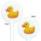 Rubber Duckie White Plastic 5.5" Stir Stick - Double Sided - Round - Front & Back