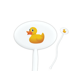 Rubber Duckie 7" Oval Plastic Stir Sticks - White - Single Sided