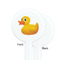 Rubber Duckie White Plastic 7" Stir Stick - Single Sided - Round - Front & Back