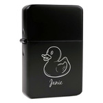 Rubber Duckie Windproof Lighter - Black - Double Sided & Lid Engraved (Personalized)