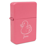 Rubber Duckie Windproof Lighter - Pink - Single Sided & Lid Engraved (Personalized)