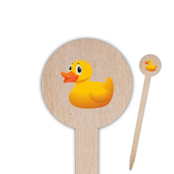 Rubber Duckie 6" Round Wooden Food Picks - Single Sided