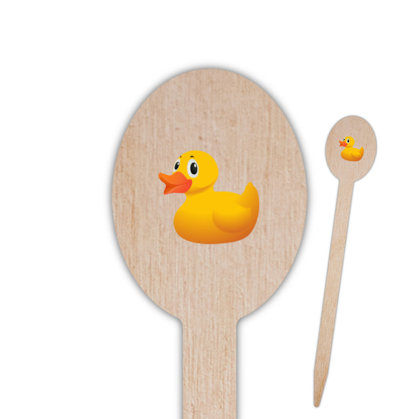 Custom Rubber Duckie Oval Wooden Food Picks - Double Sided