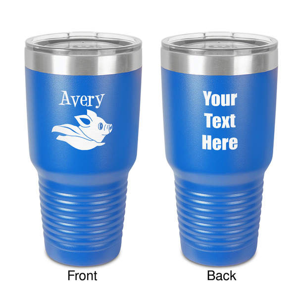 Custom Flying Pigs 30 oz Stainless Steel Tumbler - Royal Blue - Double-Sided (Personalized)