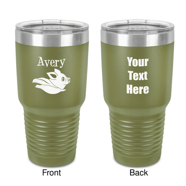 Custom Flying Pigs 30 oz Stainless Steel Tumbler - Olive - Double-Sided (Personalized)