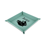 Flying Pigs Faux Leather Dice Tray - 6" x 6" - Teal (Personalized)