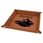 Flying Pigs Faux Leather Dice Tray - 9" x 9" - Rawhide (Personalized)