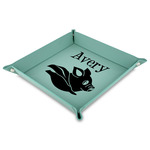 Flying Pigs Faux Leather Dice Tray - 9" x 9"  - Teal (Personalized)