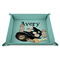 Flying Pigs 9" x 9" Teal Leatherette Snap Up Tray - STYLED