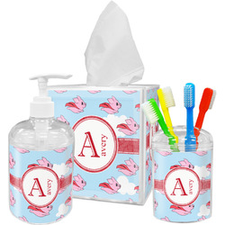 Flying Pigs Acrylic Bathroom Accessories Set w/ Name and Initial