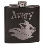 Flying Pigs Black Flask Set (Personalized)