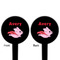 Flying Pigs Black Plastic 4" Food Pick - Round - Double Sided - Front & Back