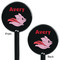 Flying Pigs Black Plastic 5.5" Stir Stick - Double Sided - Round - Front & Back