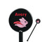 Flying Pigs Black Plastic 5.5" Stir Stick - Round - Closeup