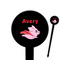 Flying Pigs Black Plastic 6" Food Pick - Round - Closeup