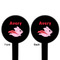 Flying Pigs Black Plastic 6" Food Pick - Round - Double Sided - Front & Back