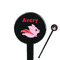 Flying Pigs Black Plastic 7" Stir Stick - Round - Closeup