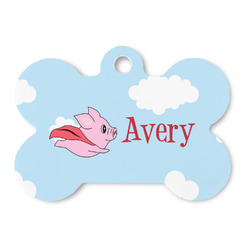 Flying Pigs Bone Shaped Dog ID Tag - Large (Personalized)