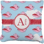 Flying Pigs Faux-Linen Throw Pillow 20" (Personalized)