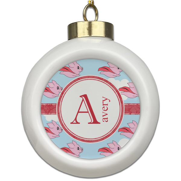 Custom Flying Pigs Ceramic Ball Ornament (Personalized)