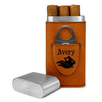 Flying Pigs Cigar Case with Cutter - Rawhide - Single Sided (Personalized)
