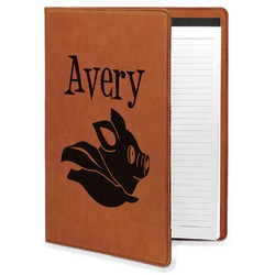 Flying Pigs Leatherette Portfolio with Notepad - Large - Single Sided (Personalized)