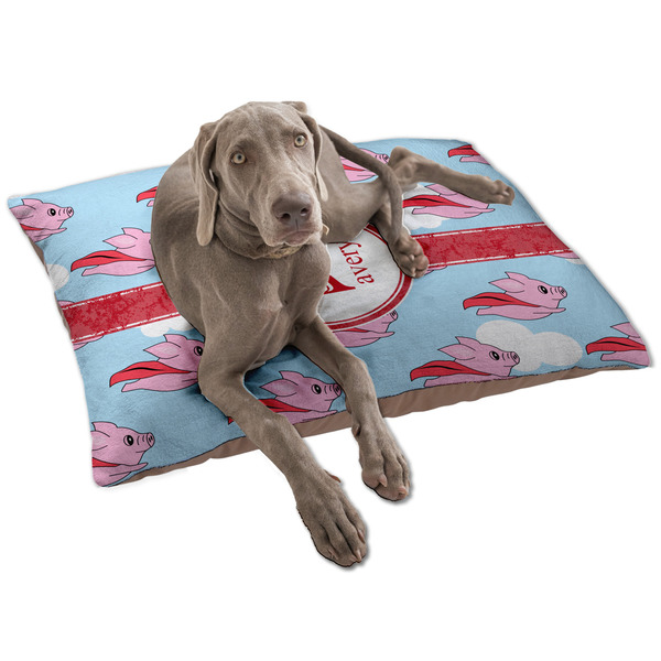 Custom Flying Pigs Dog Bed - Large w/ Name and Initial