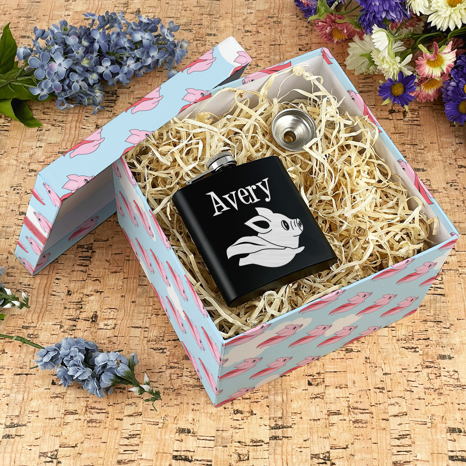 Custom Flying Pigs Gift Box with Lid - Canvas Wrapped (Personalized)