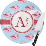 Flying Pigs Round Glass Cutting Board (Personalized)