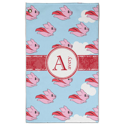 Flying Pigs Golf Towel - Poly-Cotton Blend - Large w/ Name and Initial