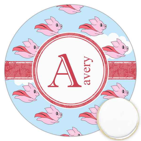 Custom Flying Pigs Printed Cookie Topper - 3.25" (Personalized)