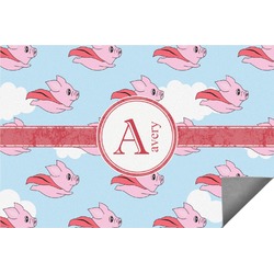 Flying Pigs Indoor / Outdoor Rug - 6'x8' w/ Name and Initial