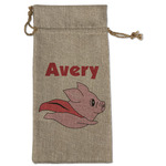 Flying Pigs Large Burlap Gift Bag - Front (Personalized)