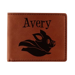 Flying Pigs Leatherette Bifold Wallet - Double Sided (Personalized)