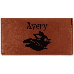 Flying Pigs Leatherette Checkbook Holder - Single Sided (Personalized)