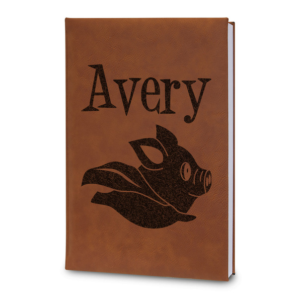 Custom Flying Pigs Leatherette Journal - Large - Double Sided (Personalized)