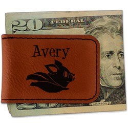 Flying Pigs Leatherette Magnetic Money Clip - Double Sided (Personalized)