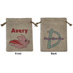 Flying Pigs Medium Burlap Gift Bag - Front & Back (Personalized)