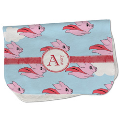 Flying Pigs Burp Cloth - Fleece w/ Name and Initial