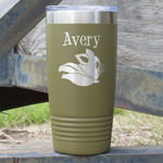 Flying Pigs 20 oz Stainless Steel Tumbler - Olive - Double Sided (Personalized)