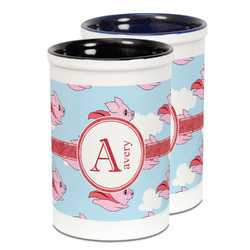 Flying Pigs Ceramic Pencil Holder - Large