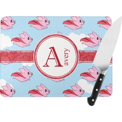 Flying Pigs Rectangular Glass Cutting Board - Large - 15.25"x11.25" w/ Name and Initial