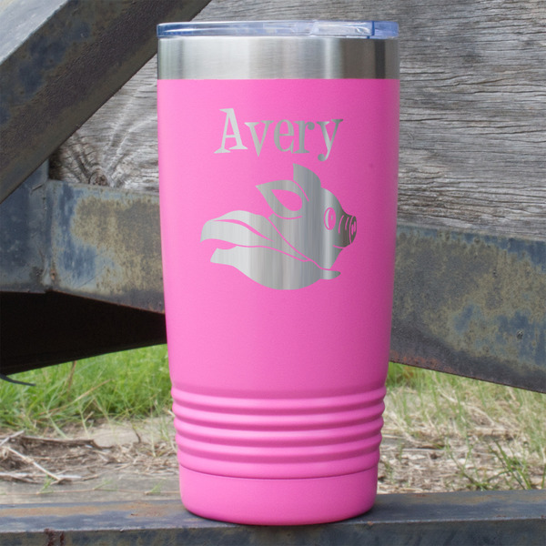 Custom Flying Pigs 20 oz Stainless Steel Tumbler - Pink - Double Sided (Personalized)