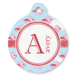 Flying Pigs Round Pet ID Tag - Large (Personalized)